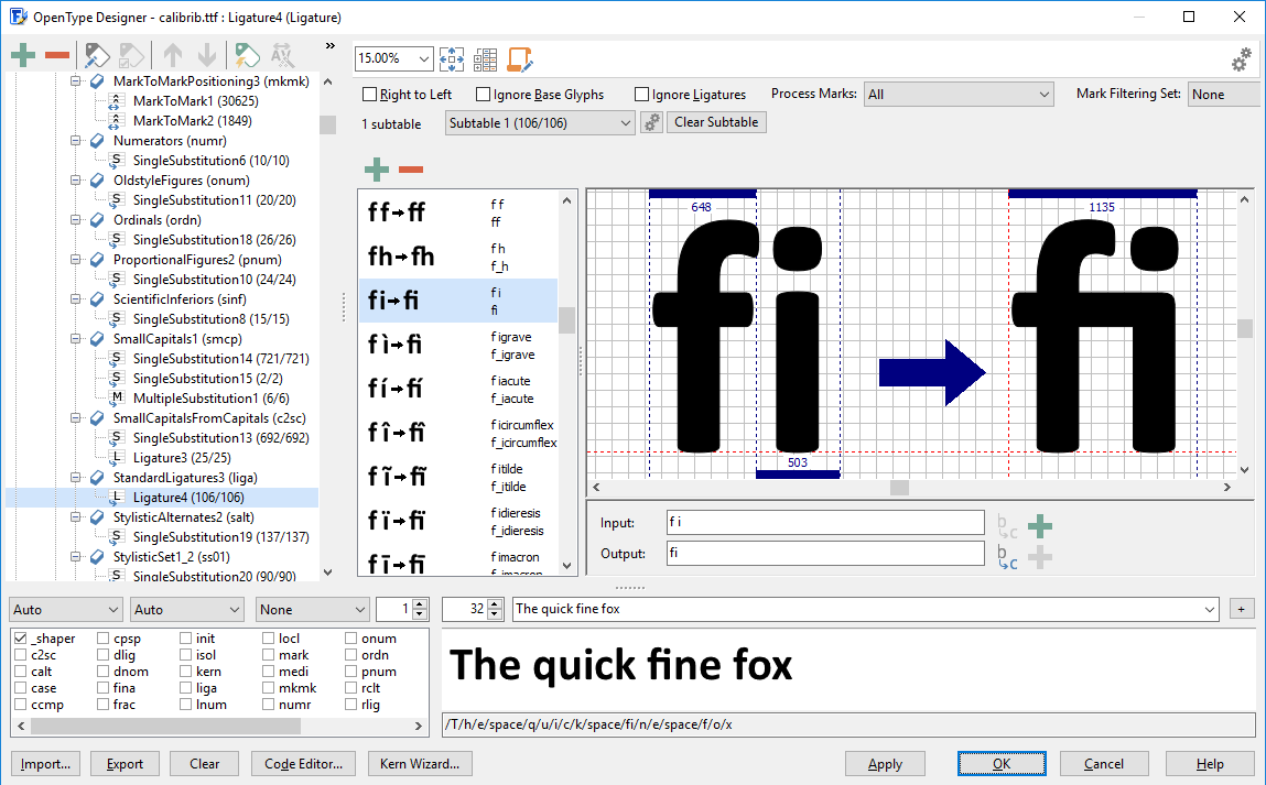 可视化 OpenType 设计器